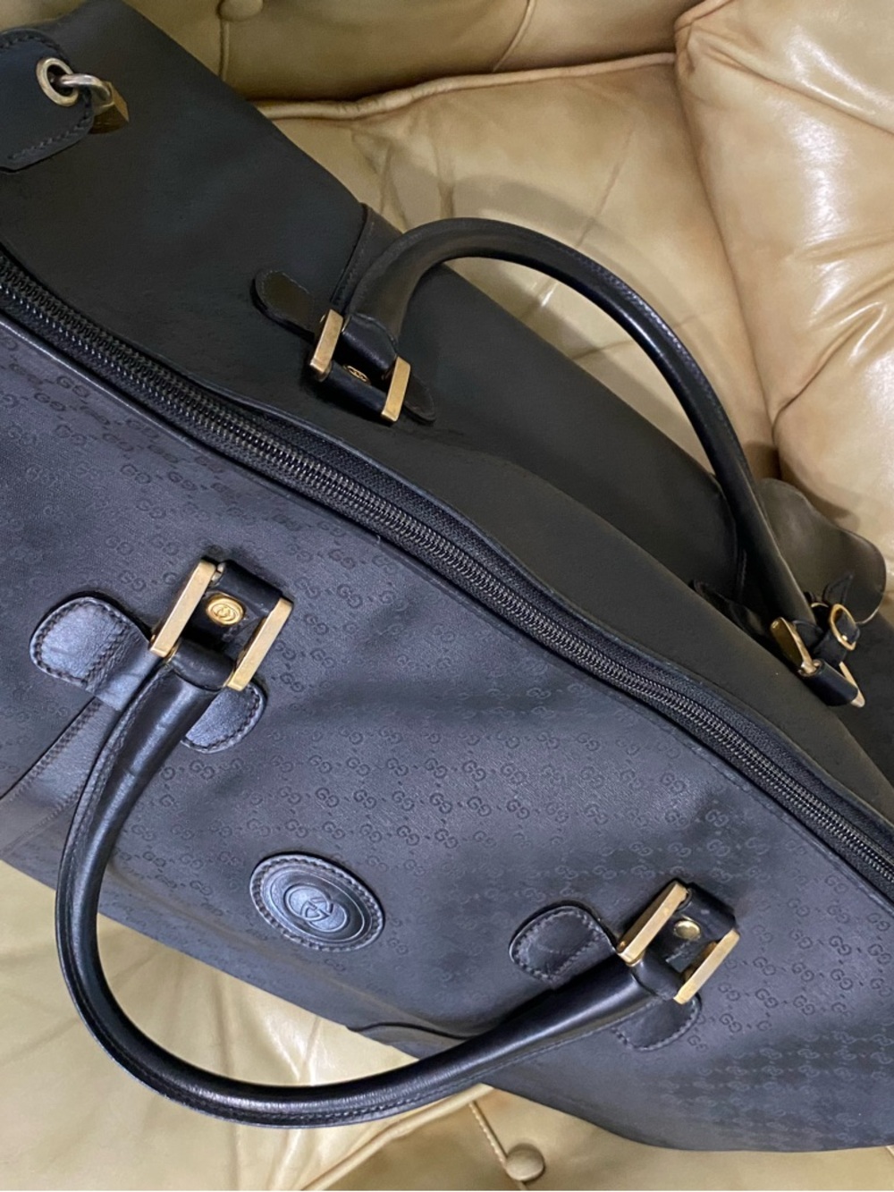 XL Gucci Travel Bag Duffel Micro GG Monogram Black Unisex Luggage Satchel - Picture 5 of 17